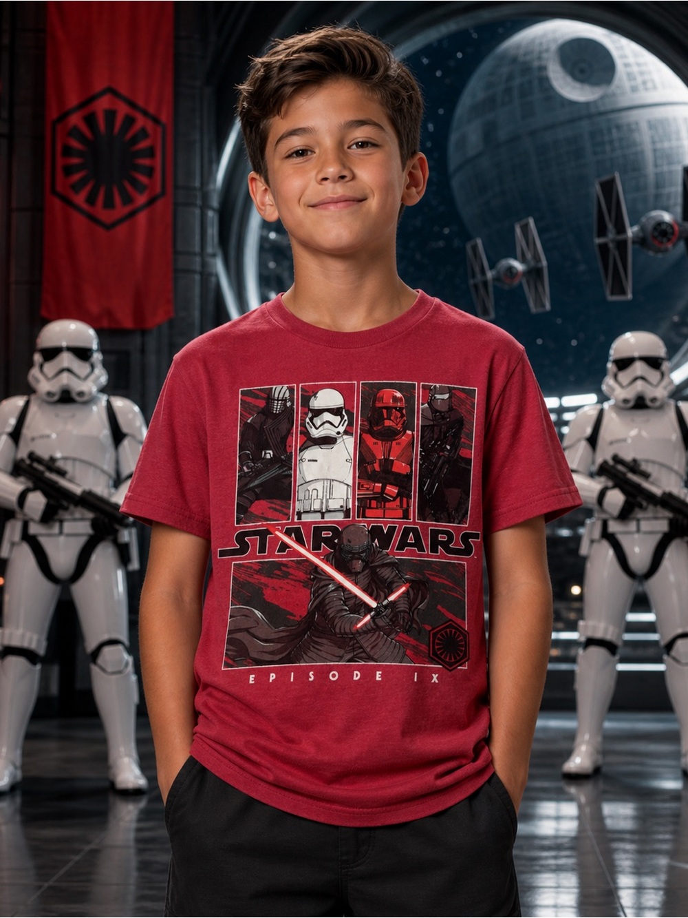 Star Wars: Episode IX The Rise of Skywalker Red Graphic T-Shirt Boy’s Size 10-12